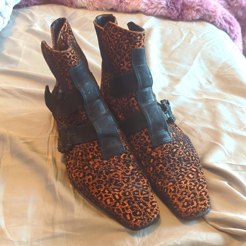 John Fluevog Leopard Boots Size 10